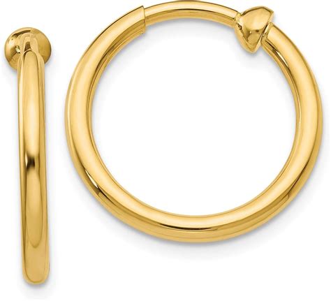 Amazon.com: 14K Yellow Gold Clip On Hoop Earrings Jewelry: Hoop Earrings: Jewelry