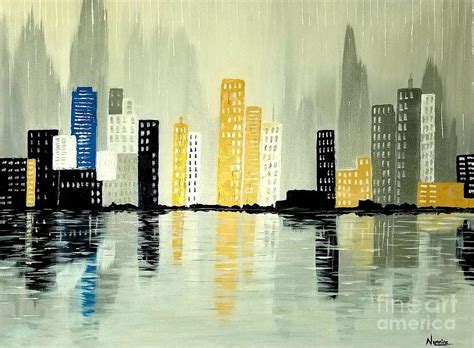 Cityscape Abstract Painting by Nermine Hanna