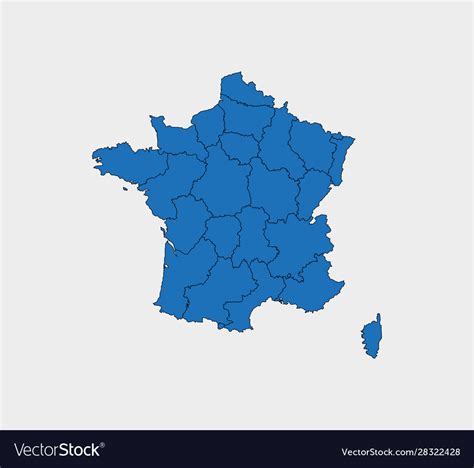 France map states border Royalty Free Vector Image