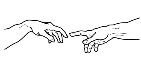 Premium Vector | Creation of Adam's hands, michelangelo vector hands, line art