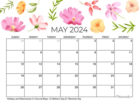 Free Fillable May 2024 Calendar - Printable Online