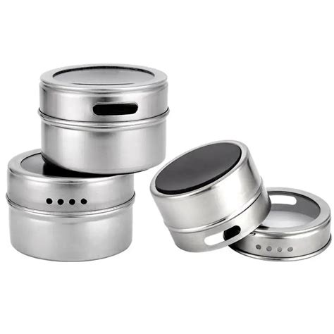 1Pcs Mini Stainless Steel Spice Jar Multi Purpose Spice Storage Tins Clear Top Lid Kitchen ...