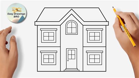 Drawing villa house tutorial | How to draw a bungalow house | Easy Drawings BRO - YouTube