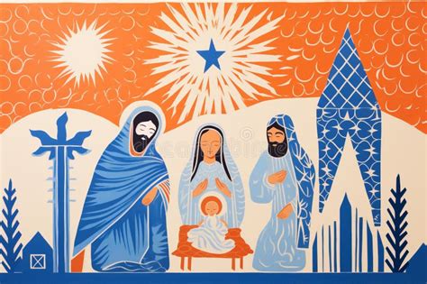 Christmas Nativity Scene Colourful Illustration Design Stock Illustration - Illustration of ...