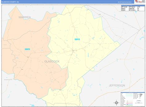 Glascock County, GA Wall Map Color Cast Style by MarketMAPS