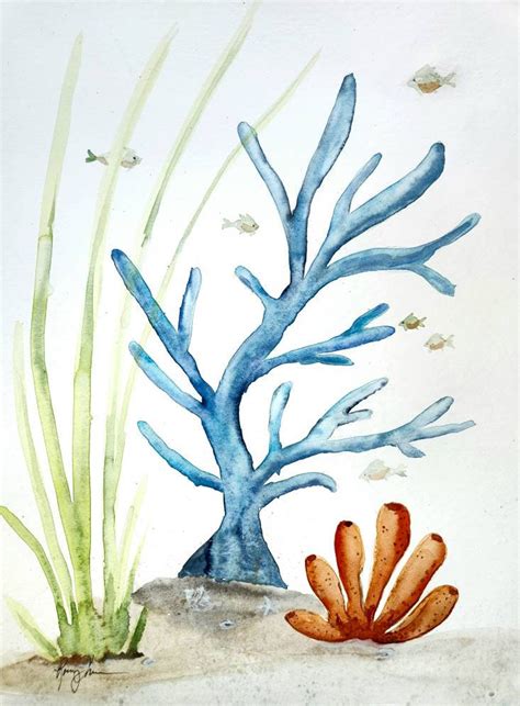 Under the Sea Watercolor Painting Coral Reef Artwork Coastal - Etsy