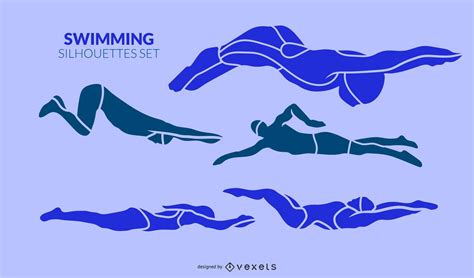 Swimming Silhouette Set Vector Download