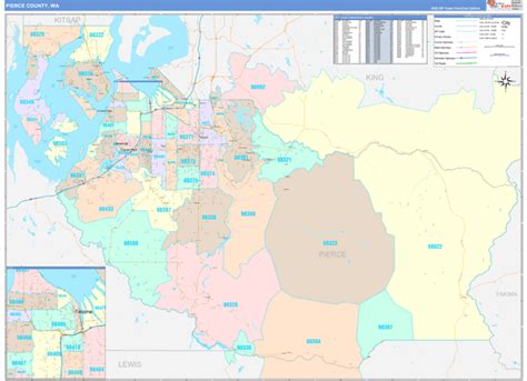 Wall Maps of Pierce County Washington - marketmaps.com