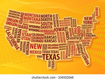 Usa Word Cloud Map Stock Vector (Royalty Free) 104502068 | Shutterstock