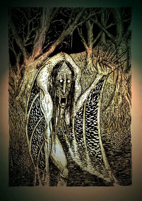 Gwrach y rhibyn- Welsh myth: a hag that resided in fog near water. her shriek foretold ...