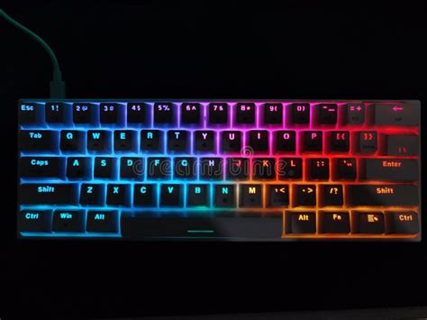 White Mechanical Keyboard with Colorful Illuminated Caps Stock Photo ...