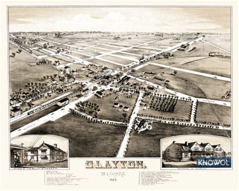 Old map shows bird’s eye view of Clayton, Delaware in 1885