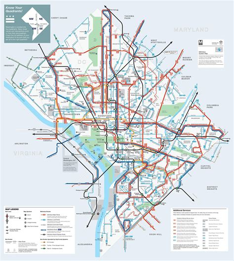 Dc bus routes map - Washington dc bus routes map (District of Columbia - USA)