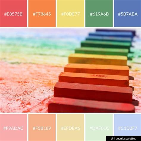 Rainbow Pastel Chalk | Color Palette Inspiration Great for digital art and brand colors ...