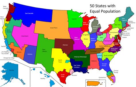 United States: 50 States with Equal Population - Vivid Maps