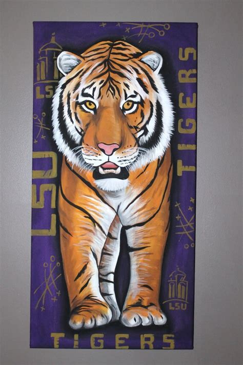 Items similar to LSU Standing Tiger Painting 17x40 on Etsy