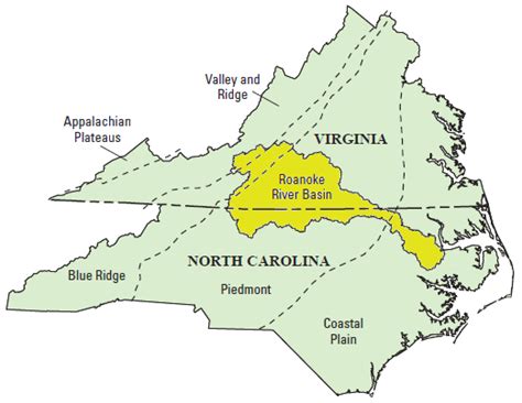 Map of North Carolina with Major Cities and Rivers