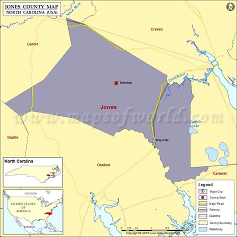 Jones County Map, North Carolina