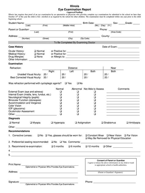 Printable Eye Exam Forms