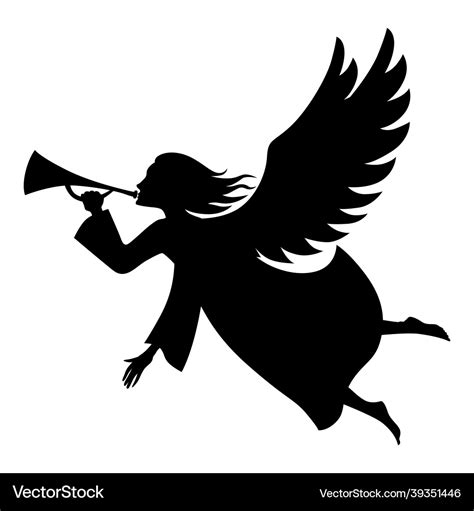 Christmas angel silhouette Royalty Free Vector Image