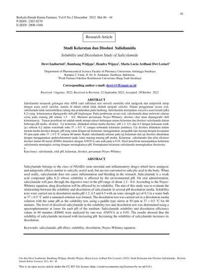 View of Solubility and Dissolution Study of Salicylamide