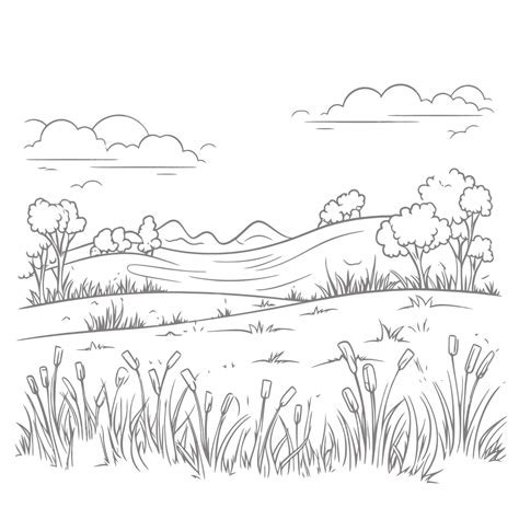 Grassland Clipart Black And White