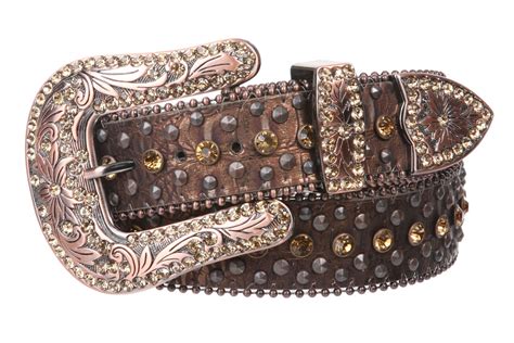 Western Cowgirl Faux Alligator Rhinestone Studded Leather Belt ...