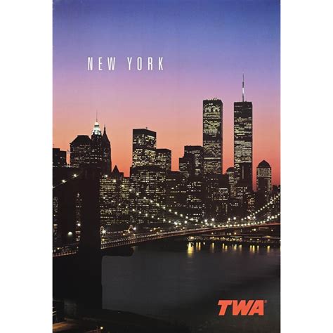 TWA New York vintage 1999 Airlines travel poster - illustraction Gallery