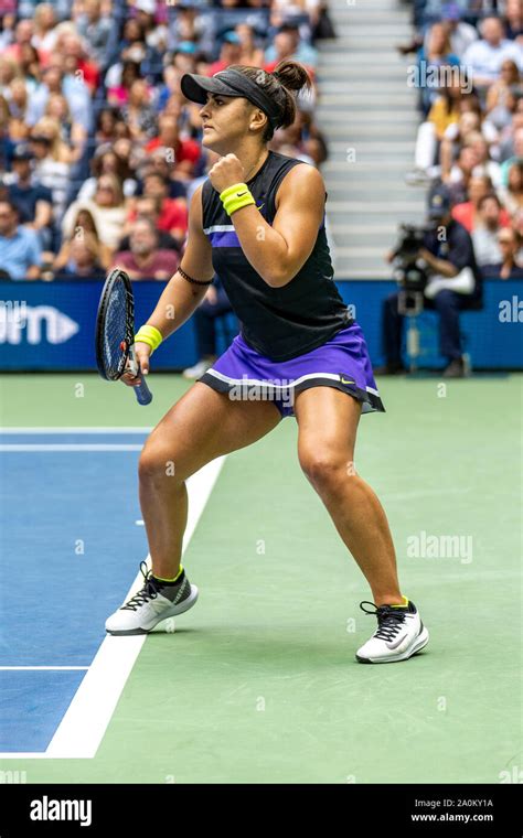 Bianca Andreescu of Canada competing in the finals of the Women's Singles at the 2019 US Open ...