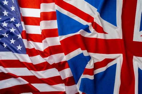 Premium Photo | Flags of the usa and brithish union jack flag together waving