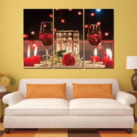 3 Piece Modern Vins Canvas Paintings Red Wine Cup Bottle Wall Art Painting Set Bar Dinning Room ...