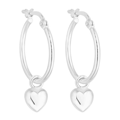 Simply Silver Sterling Silver Heart Charm Hoop Earring - Jewellery from ...