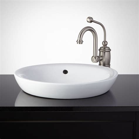 Milforde Semi-Recessed Sink | Semi recessed sink, Drop in bathroom sinks, Signature hardware