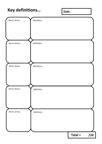 Glossary definition template by wilko70 - Teaching Resources - Tes