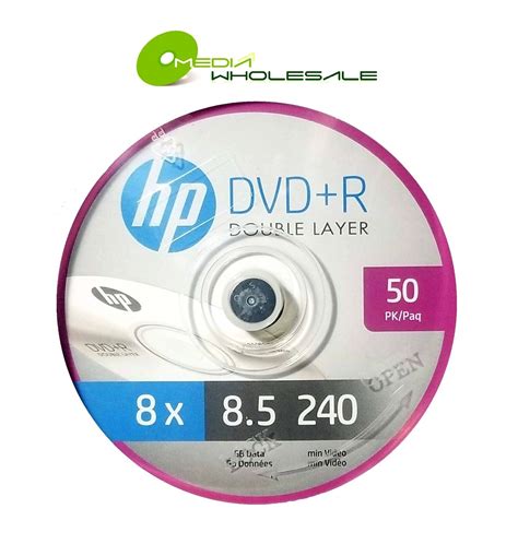 50 HP 8X Blank DVD+R DL Dual Double Layer 8.5GB Logo Branded Media Disc ...