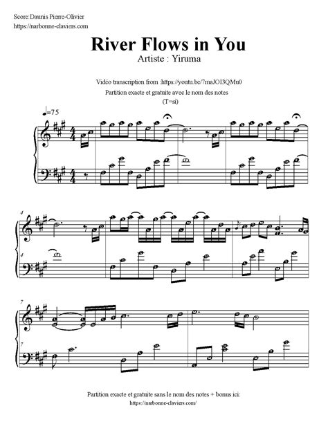 yiruma river flows in you partition gratuite free sheet music