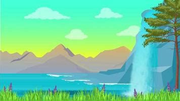 Waterfall Cartoon Stock Video Footage for Free Download