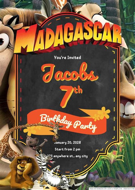 Free Editable Madagascar Birthday Invitation | Download Hundreds FREE PRINTABLE Birthday ...