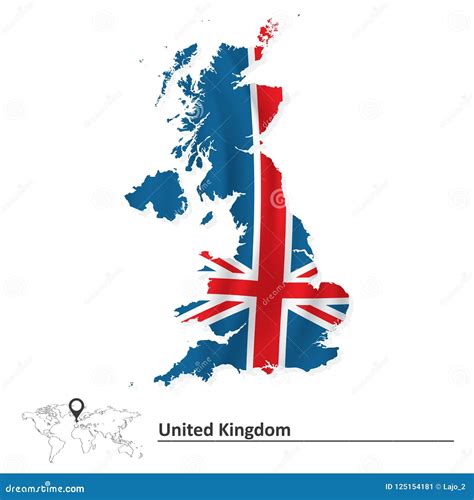 Map of United Kingdom with Flag Stock Vector - Illustration of blue ...