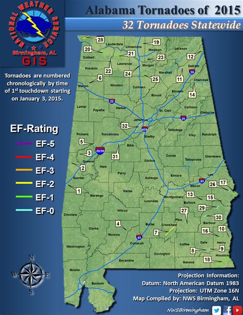 Geographic Information Systems (GIS) Data of 2015 Alabama Tornadoes