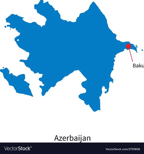 Detailed map of azerbaijan and capital city baku Vector Image