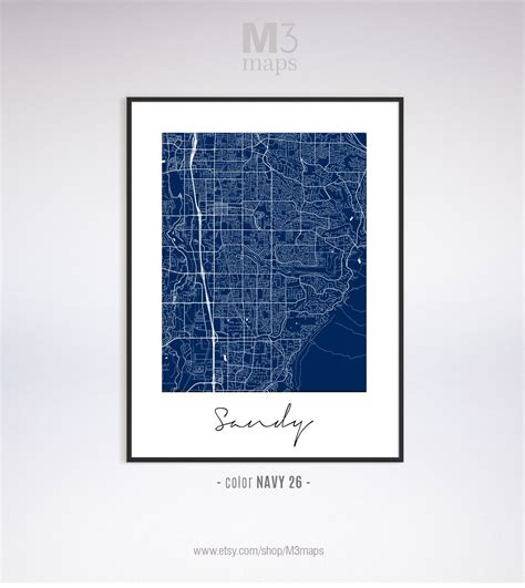 Sandy Minimalist Sandy Map Sandy Map Print Sandy City Map - Etsy