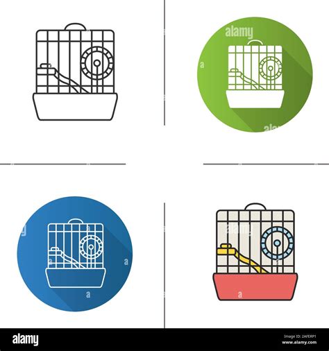 Hamster cage icon. Flat design, linear and color styles. Rodent wheel. Isolated vector ...