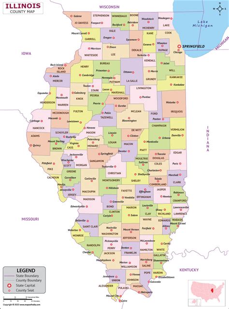 Illinois Map | Map of Illinois (IL) State With County