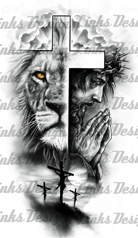 Lion and Jesus Waterslide Tattoo for Waterslides on Tumblers - Etsy | Lion tattoo sleeves, Lion ...