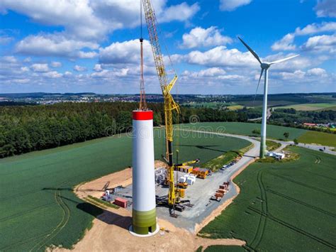 Construction of a New Wind Turbine for Wind Energy Stock Photo - Image ...