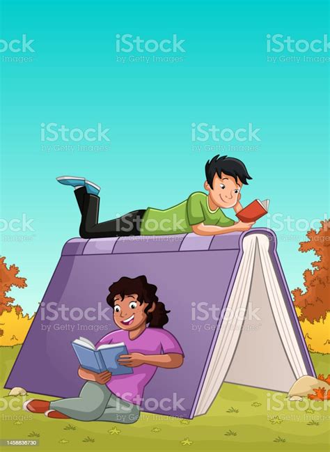 Cartoon Teenagers Reading Books Stock Illustration - Download Image Now - Book, Cartoon, Child ...