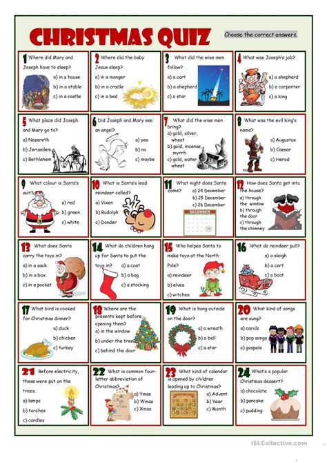 One-click print document | Christmas quiz, Christmas worksheets, Christmas quizzes