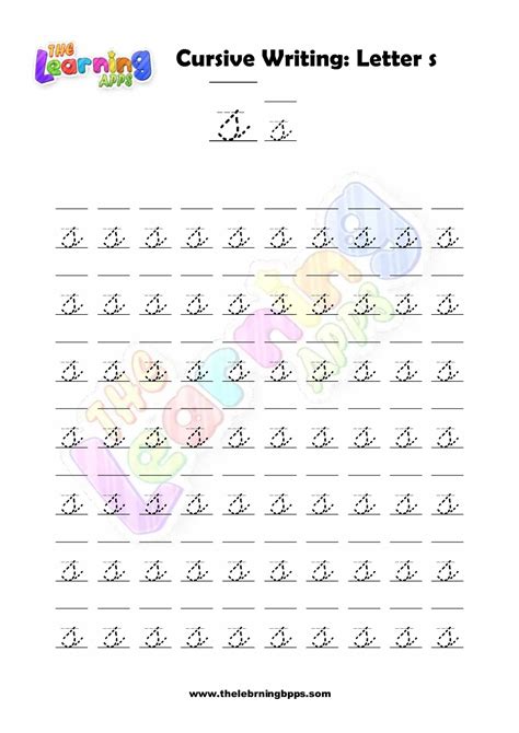 Free Printable Cursive Letter S Writing Grade 1 Worksheets