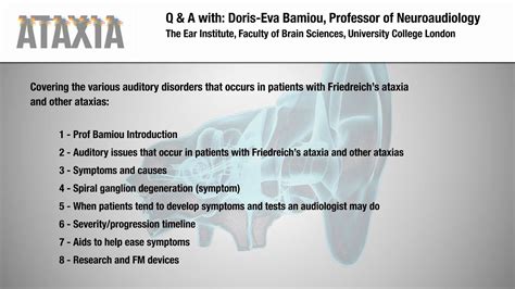 Ataxia Q & A: Auditory disorders that occur in patients with Friedreich's ataxia and other ...